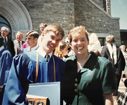 Beth with her brother Rob on his graduation day