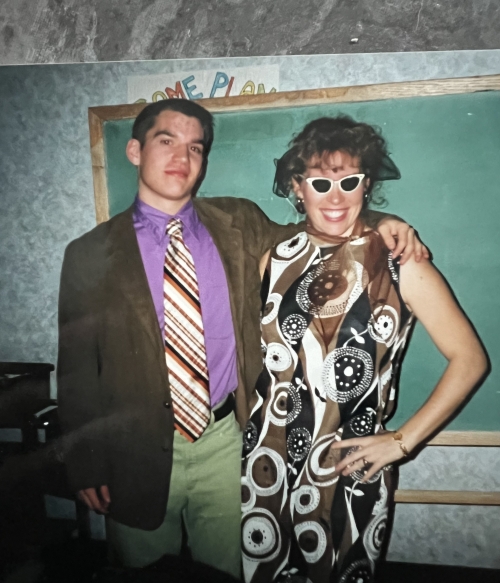 Beth with younger brother Rob - dressed up for 
